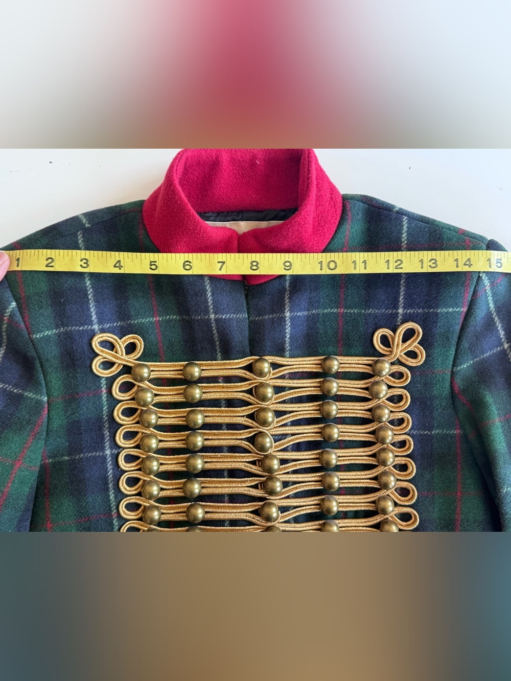 Denim & Supply Ralph Lauren Tartan Plaid Wool Military Jacket Napoleon Gold S - Picture 8 of 14